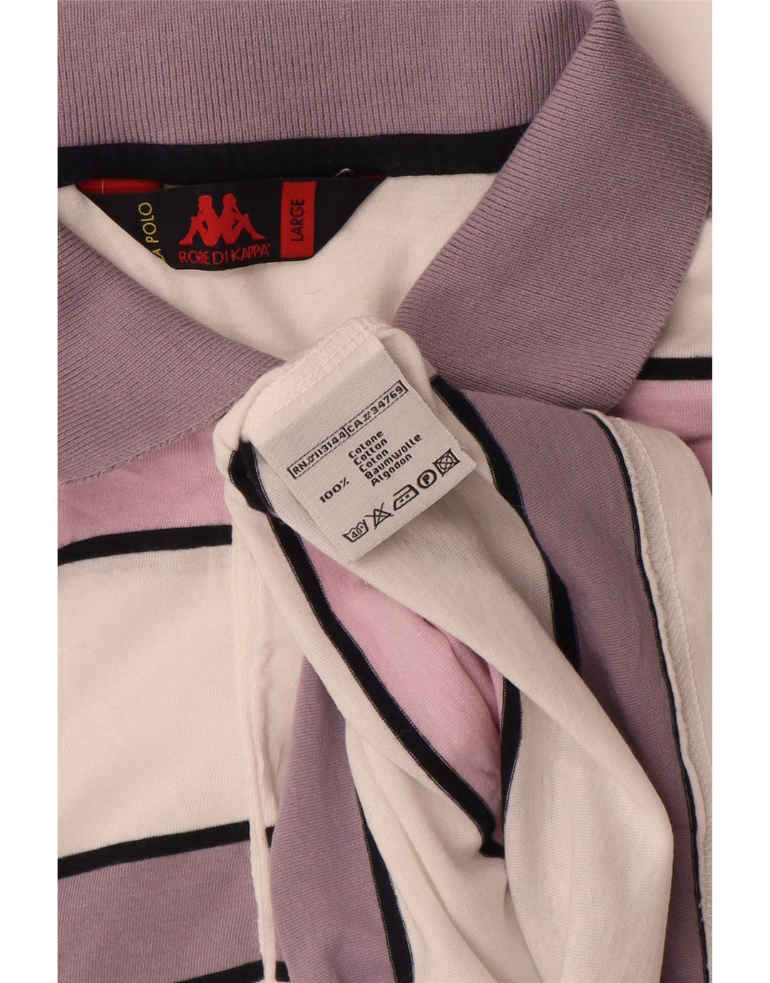 Polo Kappa Uomo Large in cotone a righe bianche