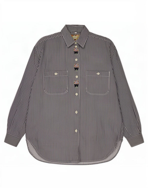 Camicia oversize da donna di qualità superiore UK 18 XL gessato blu