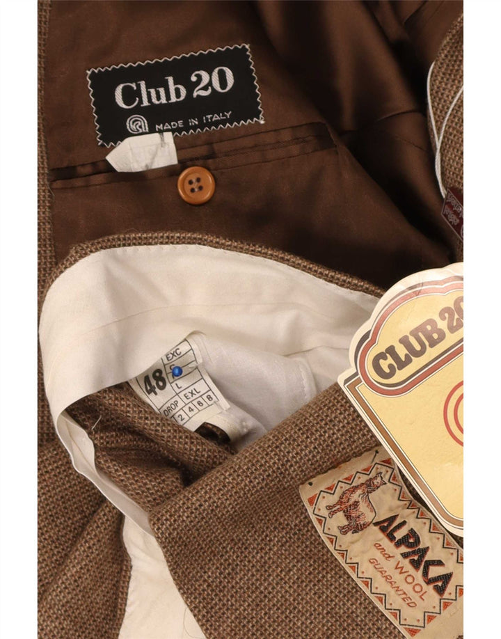 Abito vintage da uomo a 2 bottoni e 3 pezzi IT 48 Medio W30 L31 Lana di alpaca marrone