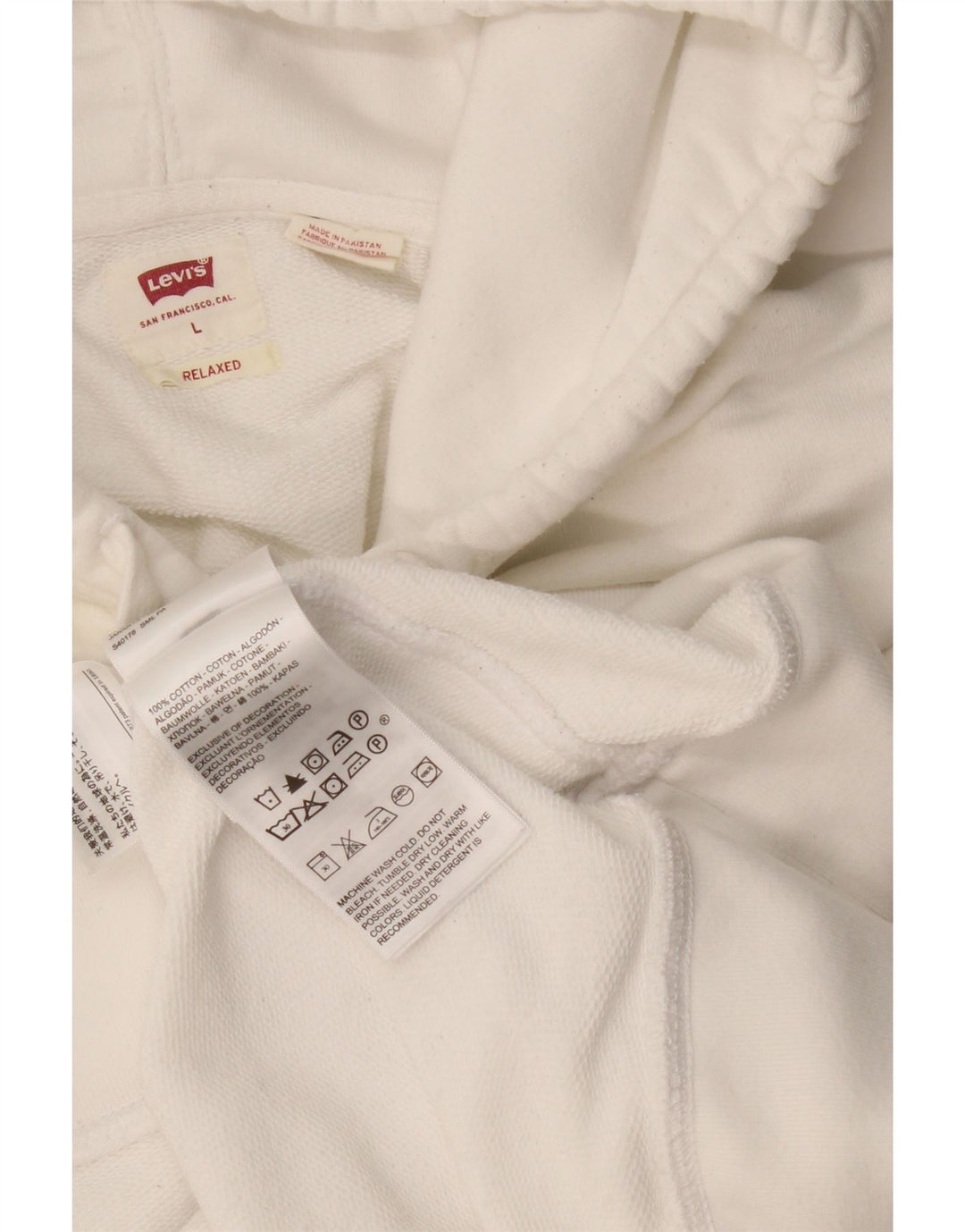 Levi's Uomo Felpa con cappuccio rilassata Maglione grande in cotone bianco