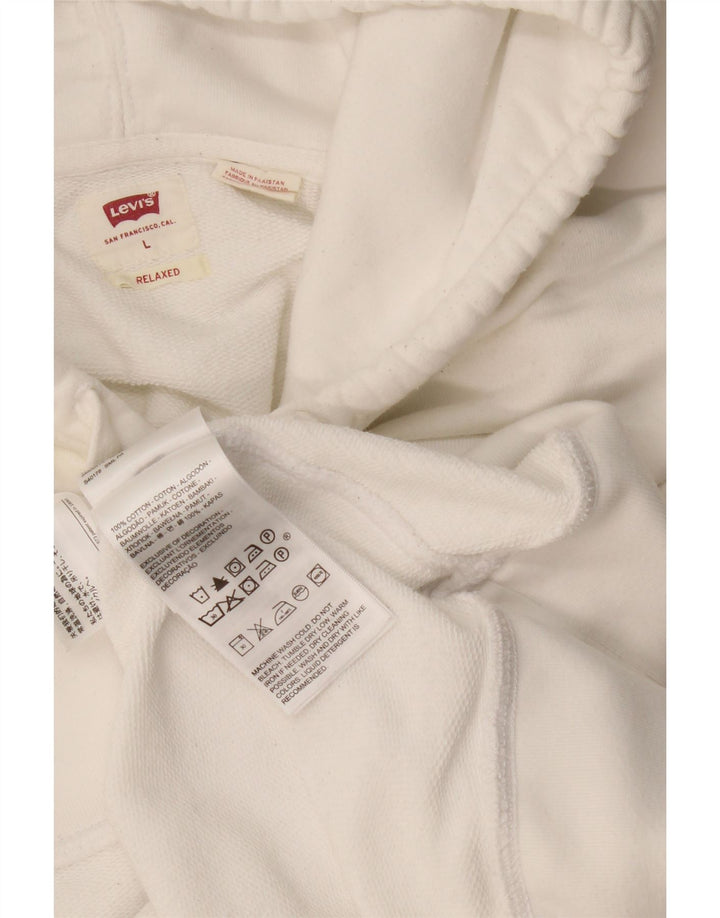 Levi's Uomo Felpa con cappuccio rilassata Maglione grande in cotone bianco