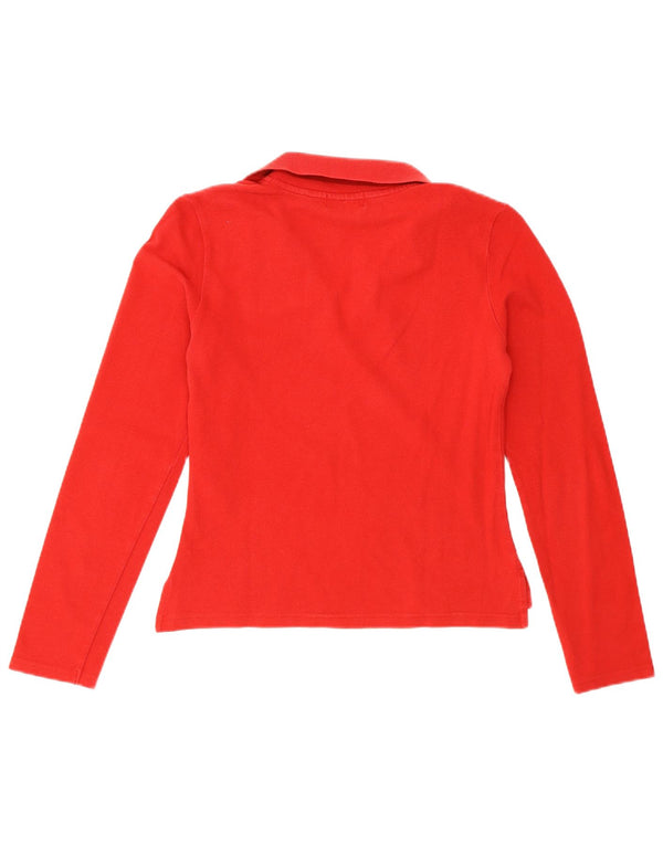 Polo da donna a maniche lunghe Ralph Lauren UK 10 piccola in cotone rosso