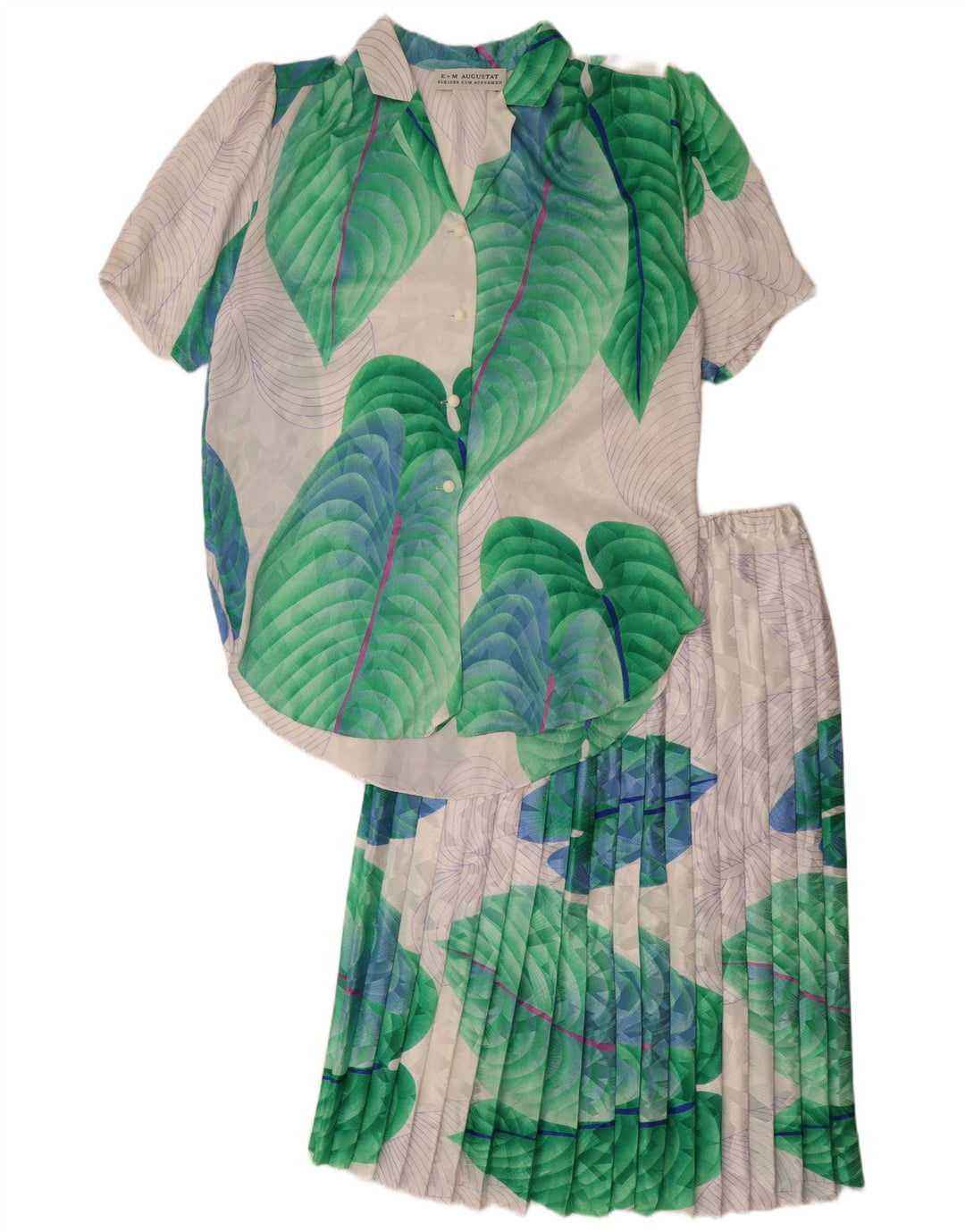 Set gonna 2 pezzi da donna E+M Augustat EU 42 Large W32 Poliestere floreale grigio
