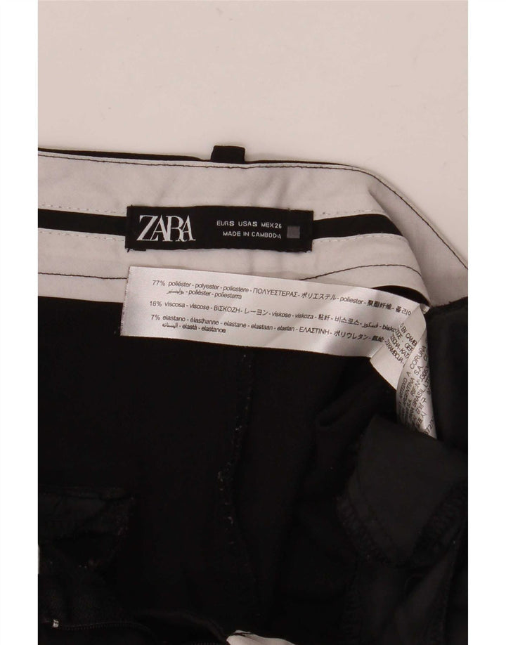 Pantaloni da completo da donna Zara a gamba larga piccoli W26 L28 poliestere nero