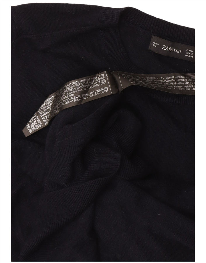 Maglione maglione girocollo da donna Zara UK 12 viscosa nera media