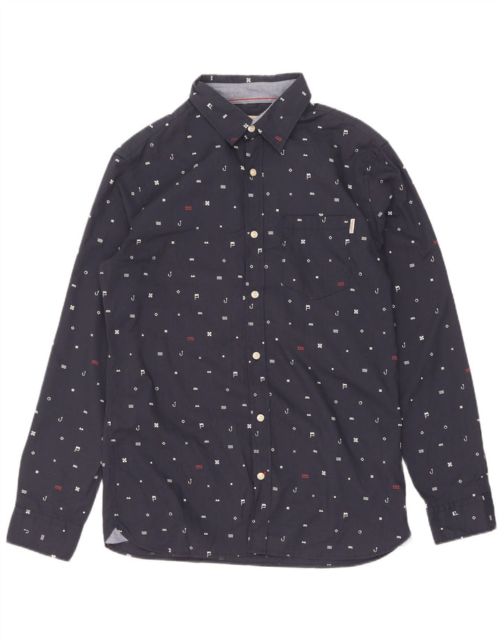 Jack & Jones Camicia da uomo con motivo astratto Poliestere medio blu navy