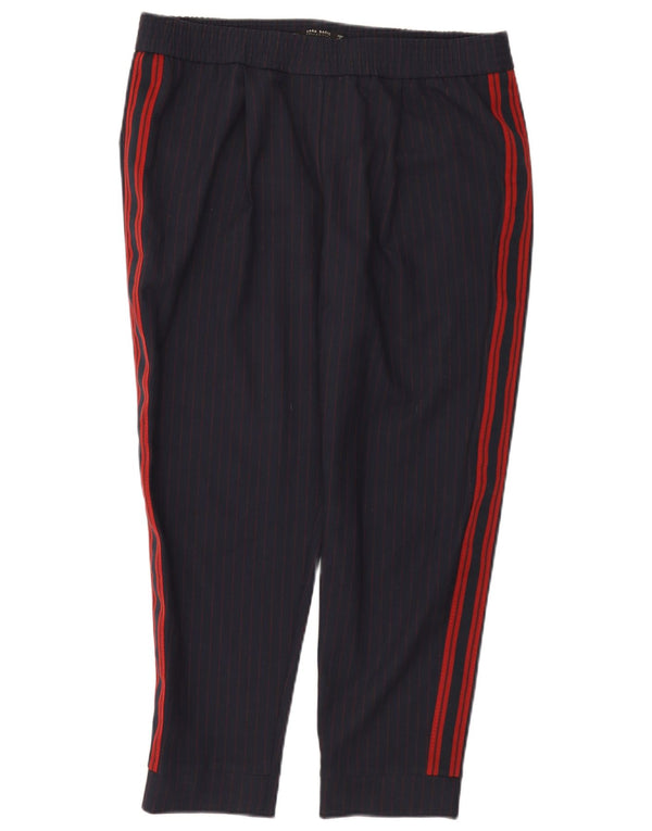 Pantaloni corti da donna Zara Joggers grandi W30 L25 blu navy gessato