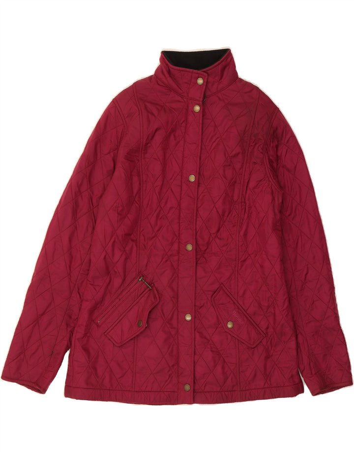 BARBOUR Womens Quilted Jacket UK 14 Large Maroon Polyamide Vintage Barbour and Second-Hand Barbour from Messina Hembry 