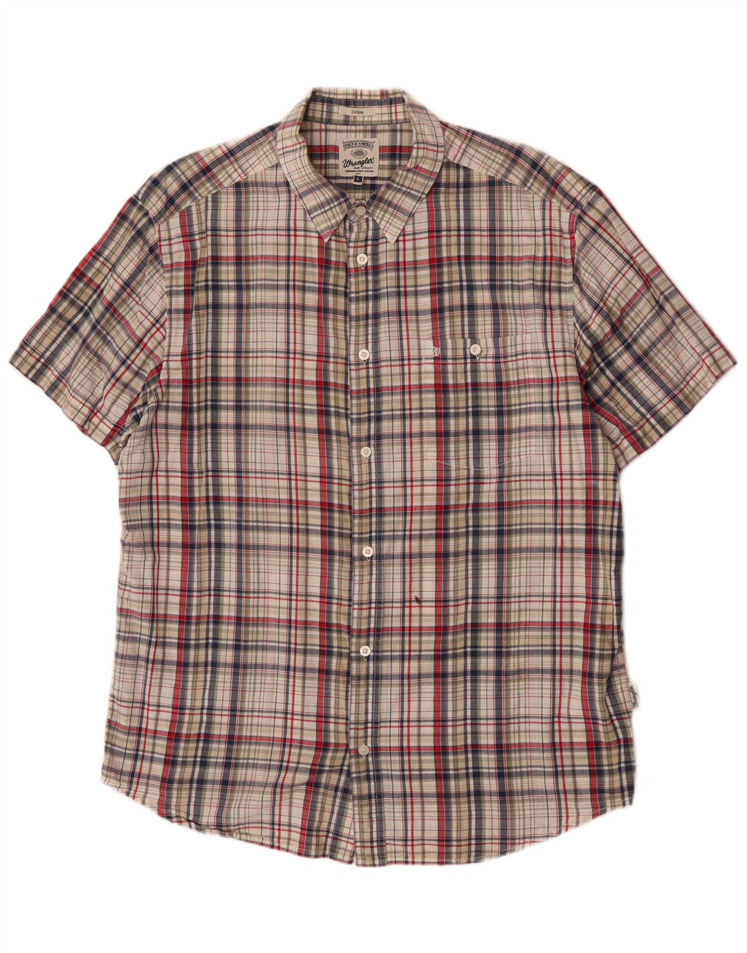 Camicia a maniche corte da uomo Wrangler XL in cotone a quadri multicolore