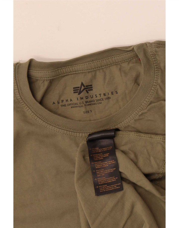 T-shirt grafica da uomo Alpha Industries Top piccola in cotone kaki