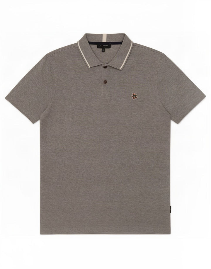 Polo da uomo Ted Baker taglia 3 in cotone grigio medio