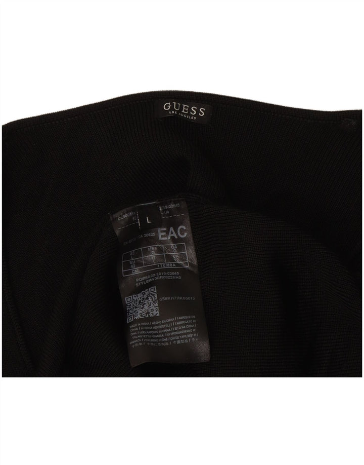 Guess Womens Top Long Sleeve UK 12 Medium Black Rayon