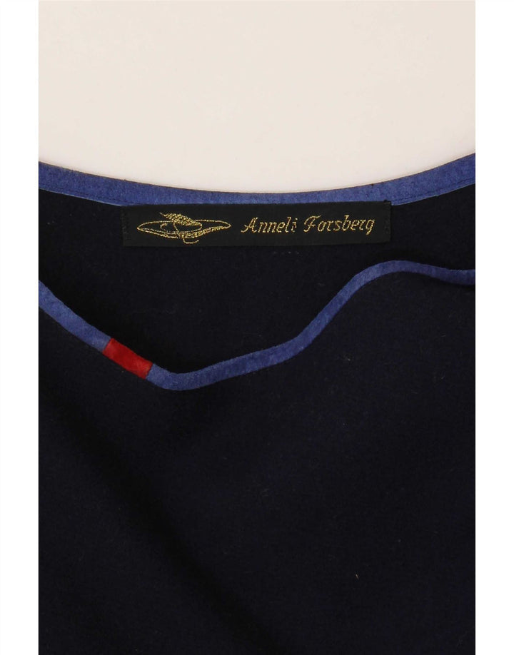 Top asimmetrico da donna vintage UK 18 XL blu navy