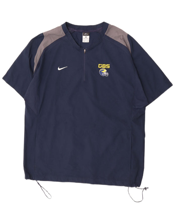 Maglia grafica da uomo Nike Top UK 42/44 Large Navy Blue Colourblock Sports