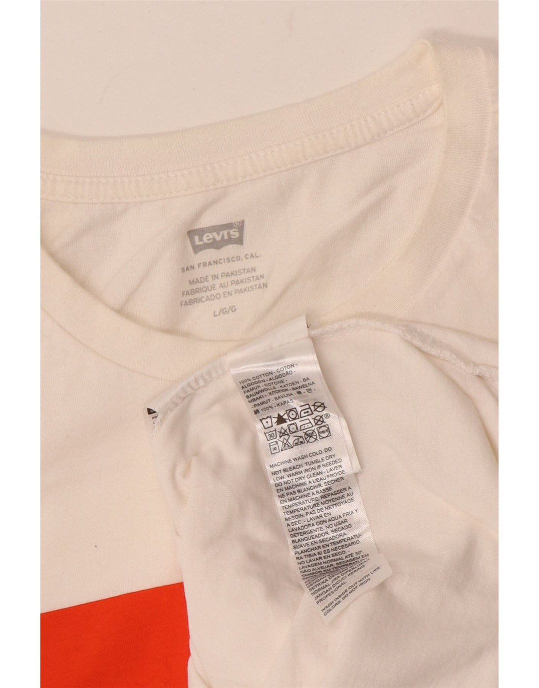 Levi's T-shirt grafica da donna Top UK 16 Large in cotone bianco sporco