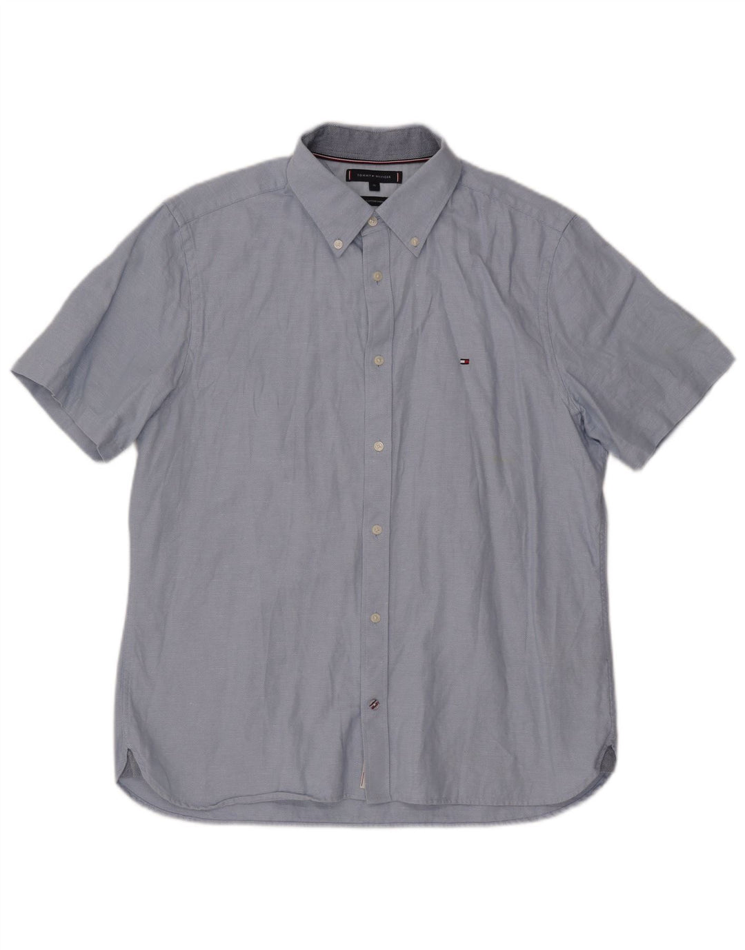TOMMY HILFIGER Camicia a maniche corte da uomo XL in cotone blu