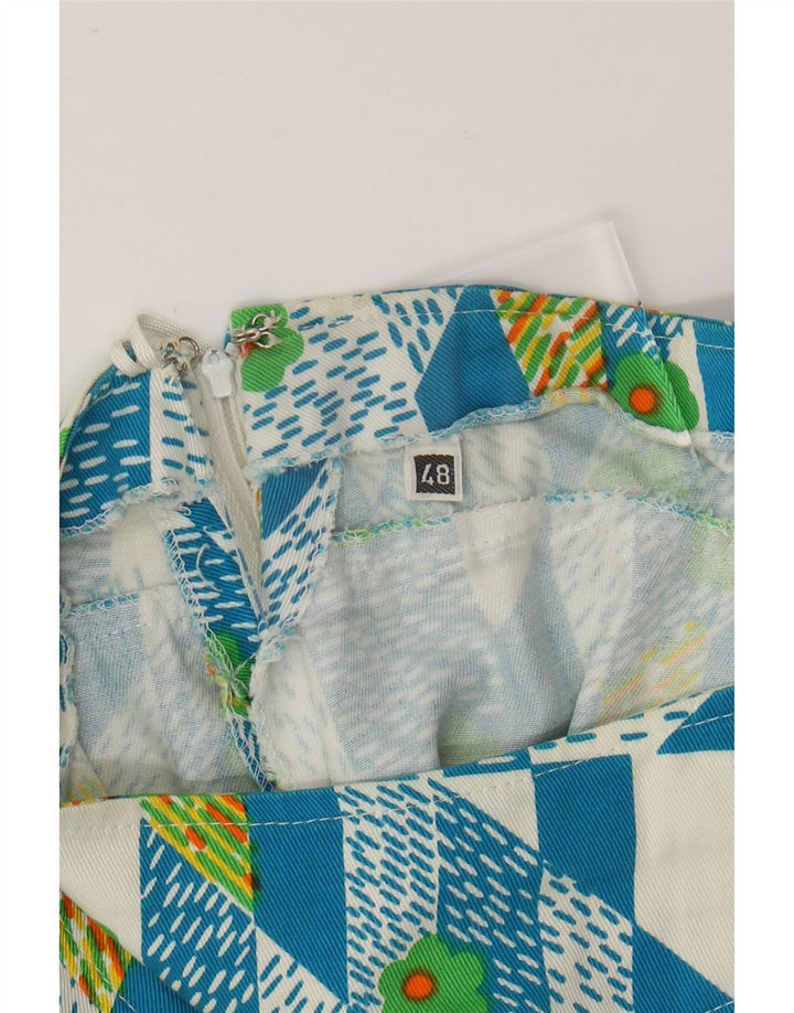 Gonna a trapezio da donna VINTAGE IT 48 XL W38 Blu geometrico