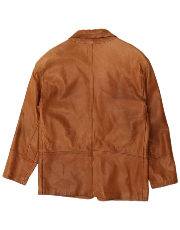 Giacca blazer in pelle da uomo a 2 bottoni Renna IT 46 piccola marrone