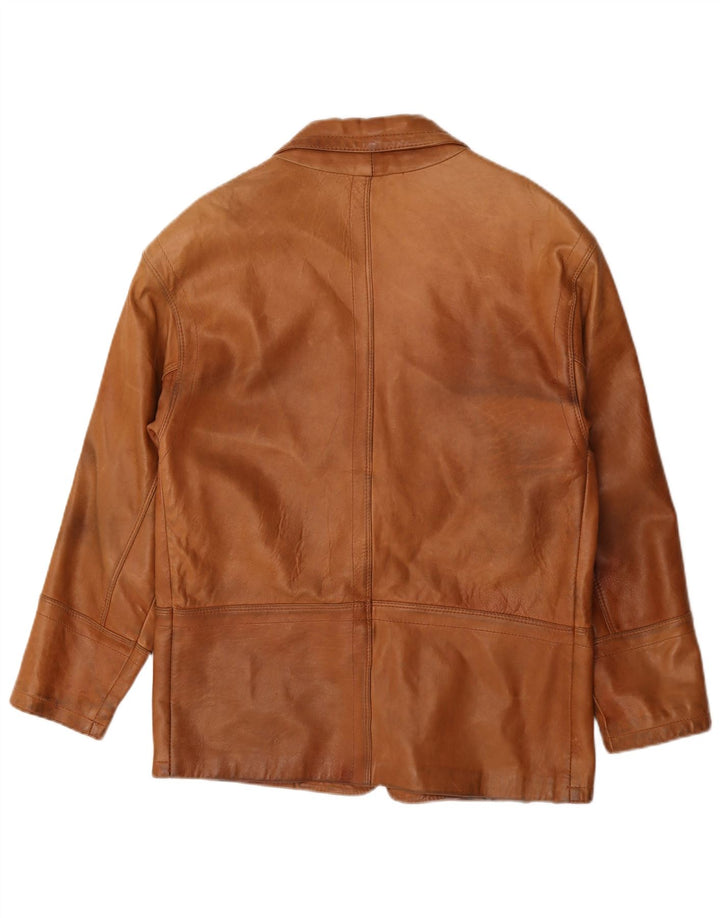 Giacca blazer in pelle da uomo a 2 bottoni Renna IT 46 piccola marrone