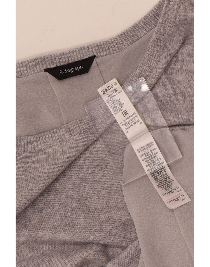 MARKS & SPENCER Maglione da donna con scollo a barca UK 12 Grigio medio