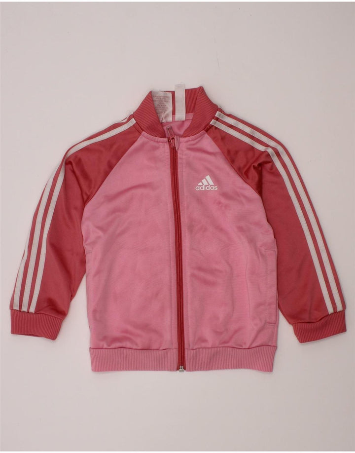 Giacca superiore della tuta da ragazza Adidas 2-3 anni in poliestere color block rosa