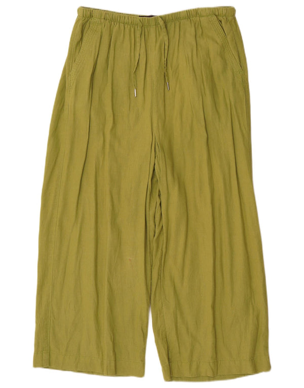 Pantaloni Capri a vita alta da donna Marks & Spencer UK 12 Medium W34 L22 Verde