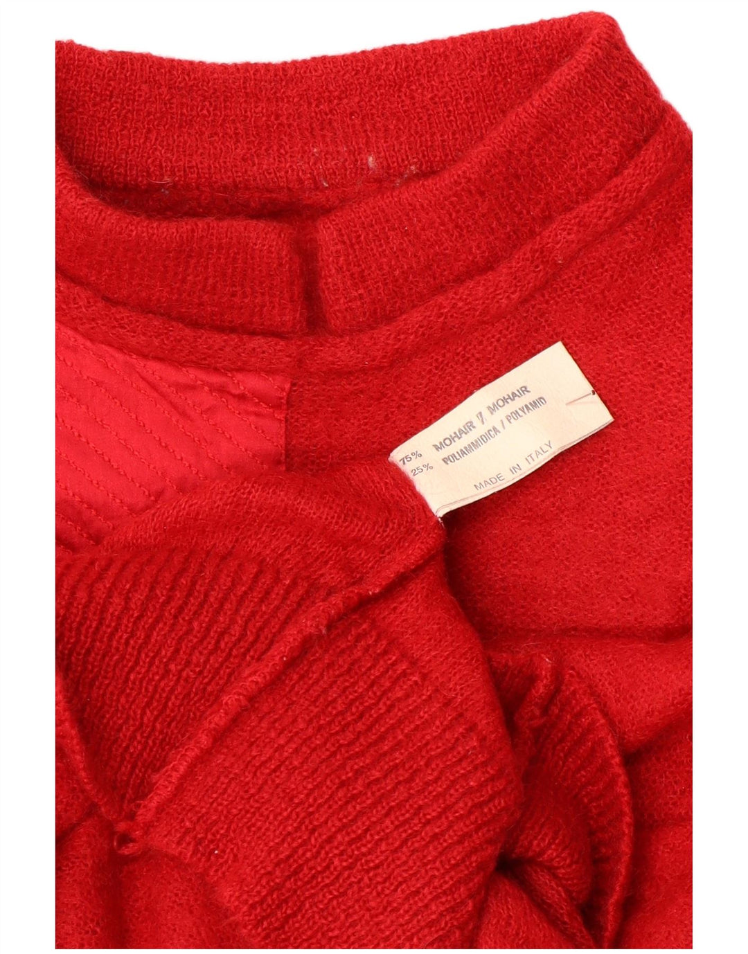 Maglione vintage da donna con collo dolcevita UK 12 Blocco colore rosso medio