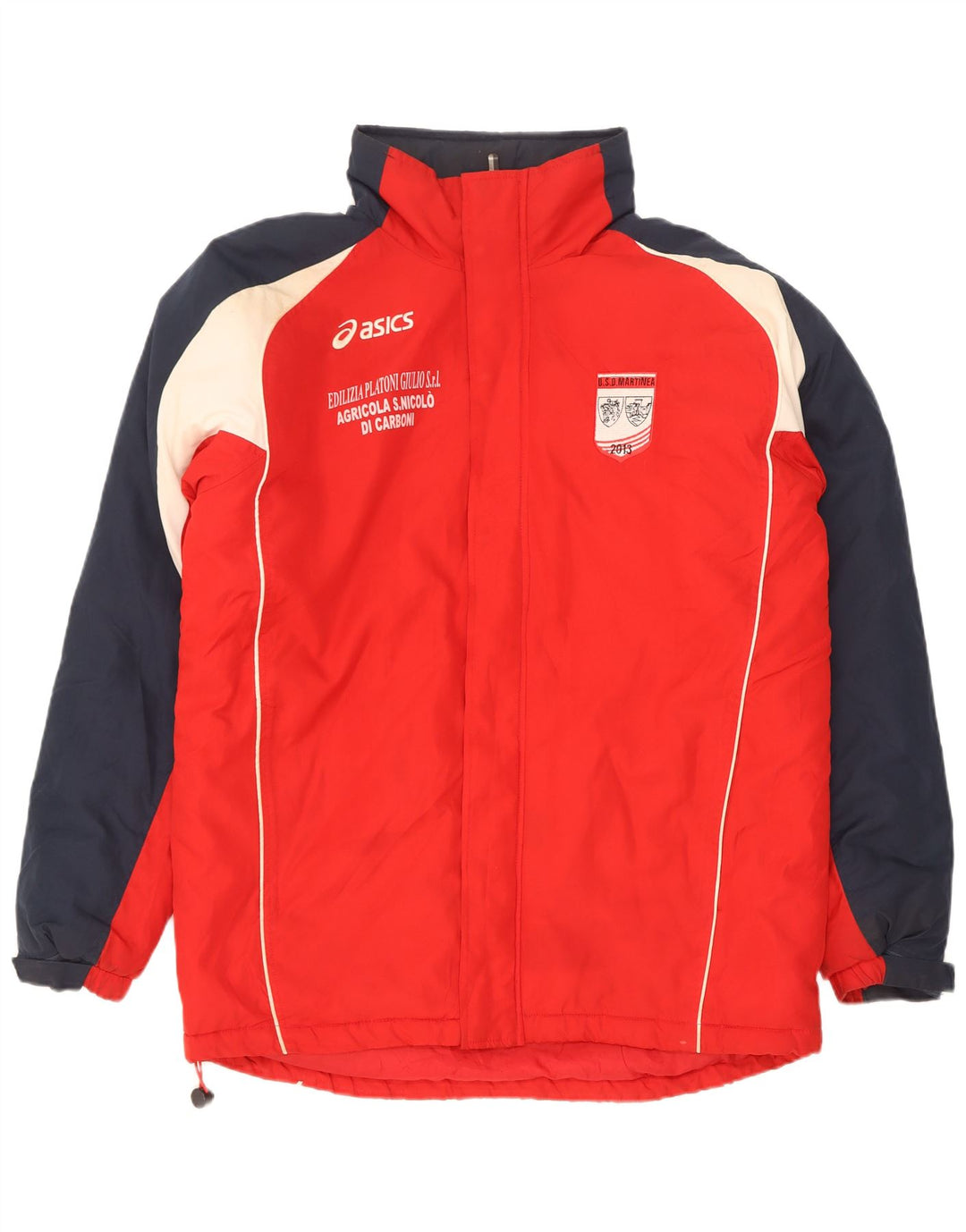 Asics Giacca a vento grafica da uomo UK 40 Large Rosso Colourblock Poliestere