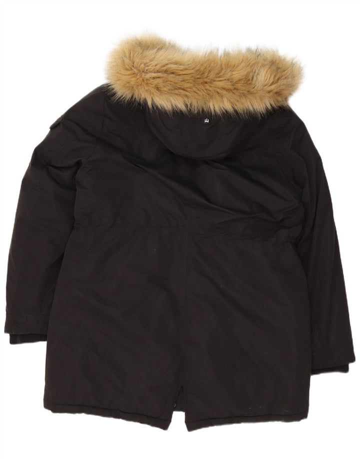 Giacca parka oversize con cappuccio da donna Superdry UK 16 grande poliestere nero