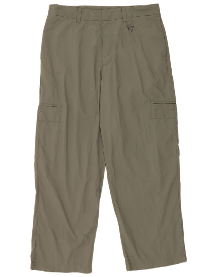 Pantaloni cargo dritti da uomo Zara grandi W32 L28 nylon kaki