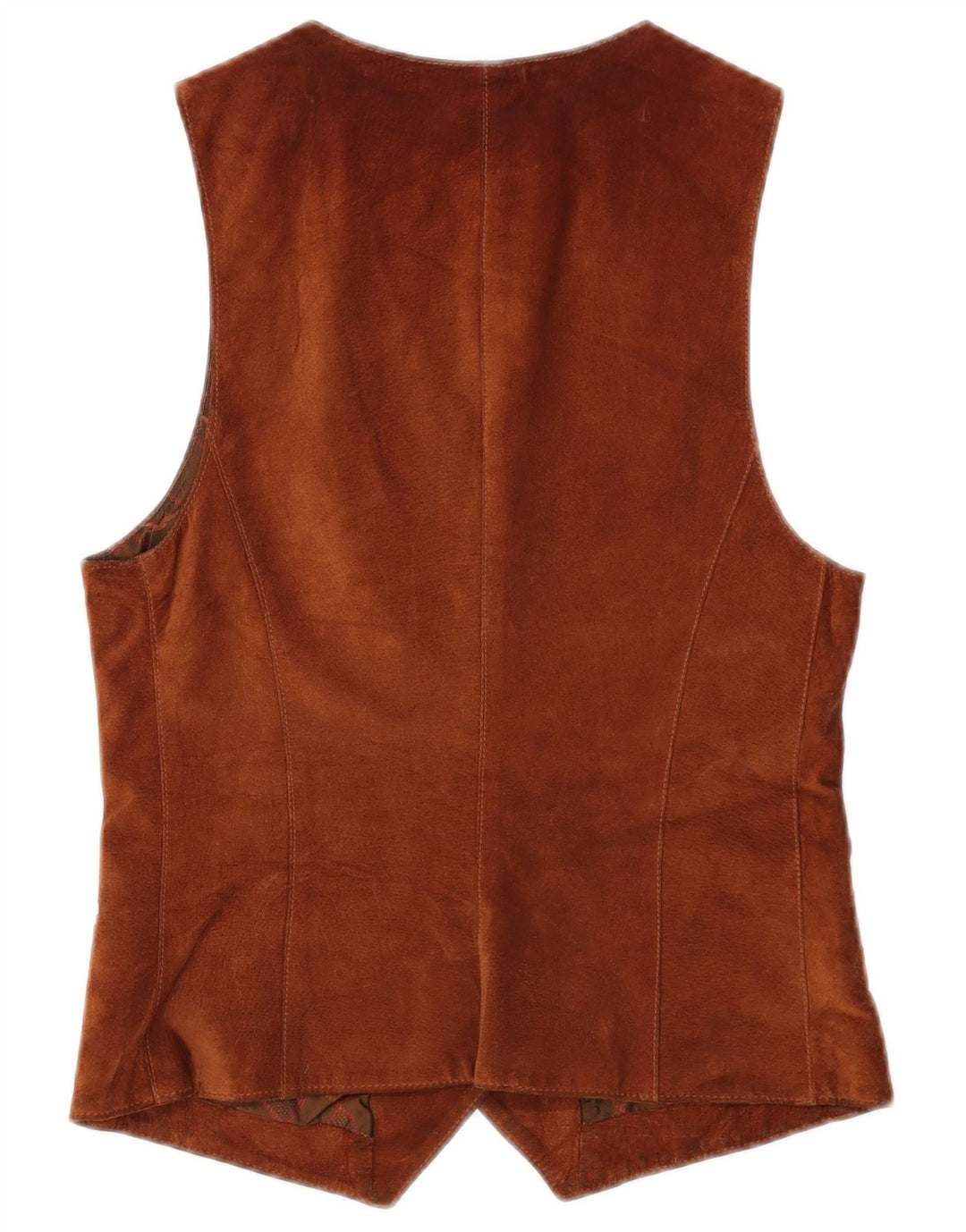Gilet Vintage da Donna in Pelle Scamosciata IT 42 Marrone Medio