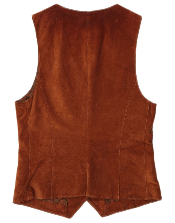 Gilet Vintage da Donna in Pelle Scamosciata IT 42 Marrone Medio