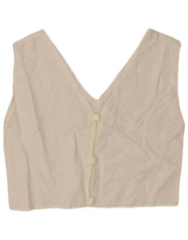 Camicetta senza maniche corta da donna VINTAGE UK 12 medio bianco