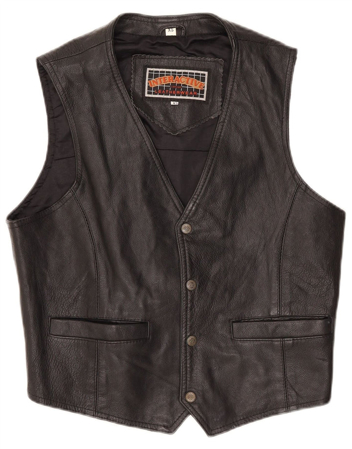 Gilet in pelle da uomo vintage XS in pelle nera