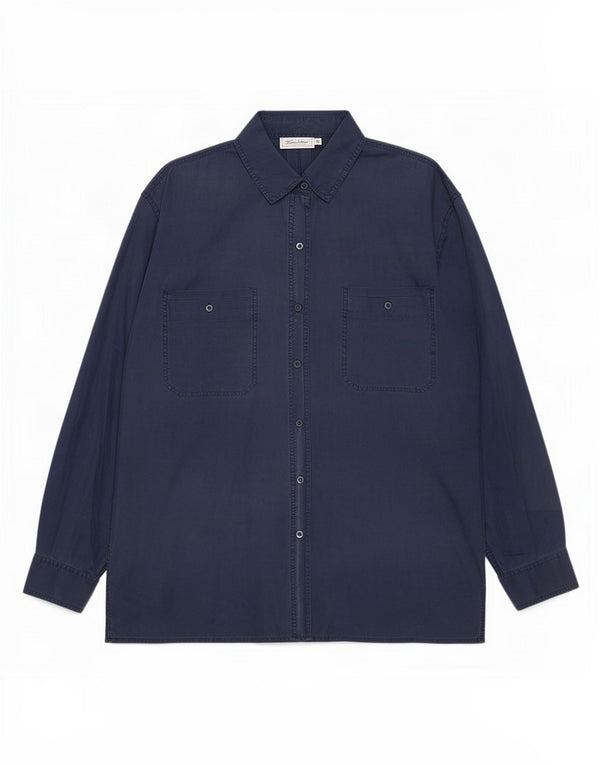 Camicia da donna vintage UK 14 seta blu navy media
