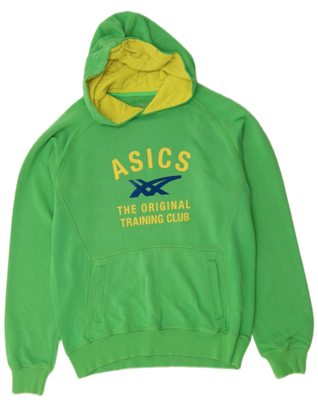 Felpa con cappuccio grafica da uomo Asics grande in cotone verde