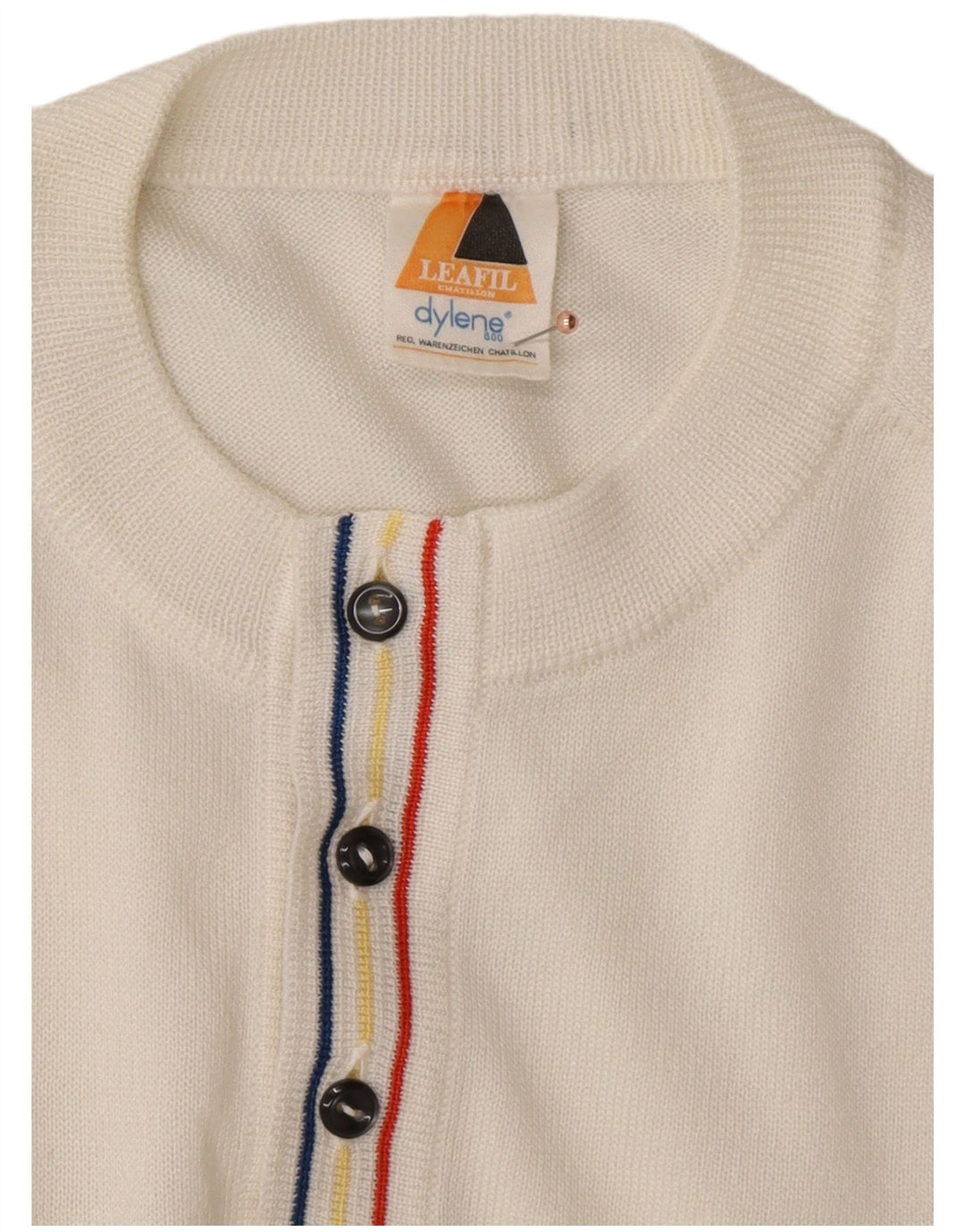 Maglione da uomo VINTAGE con collo a bottoni bianco medio