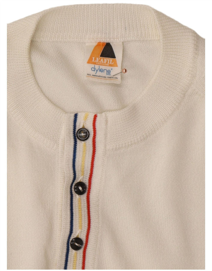 Maglione da uomo VINTAGE con collo a bottoni bianco medio