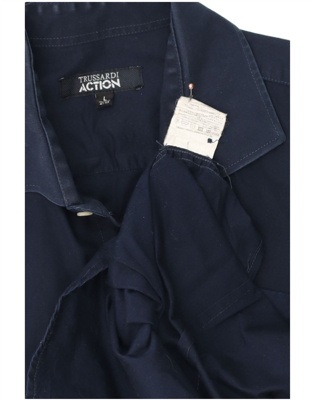 Camicia Trussardi Uomo Tg 41/42 Large Cotone Blu Navy