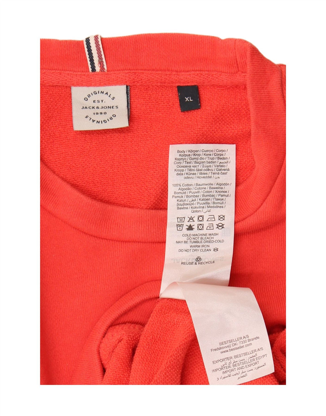 Jack & Jones Felpa da uomo Maglione XL Rosso Colorblock in cotone
