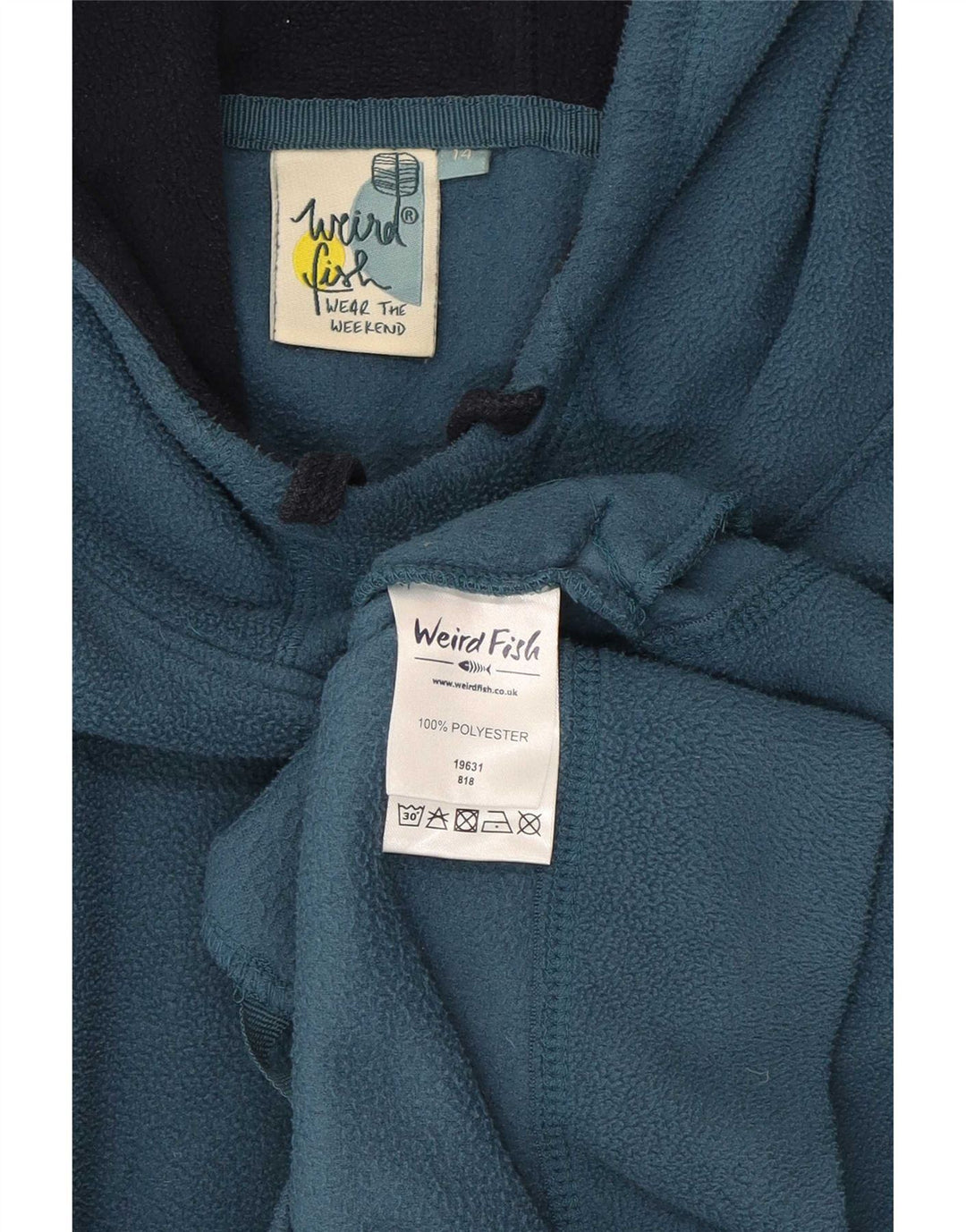 Maglione in pile con cappuccio da donna Weird Fish UK 14 grande poliestere blu