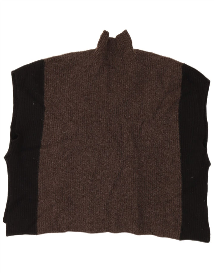 Maglione poncho da donna Jigsaw taglia unica in lana color block grigio