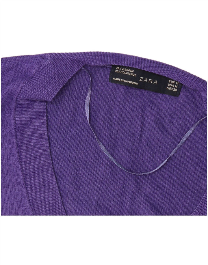 Maglione Zara da donna con scollo a V UK 12 Viscosa viola medio