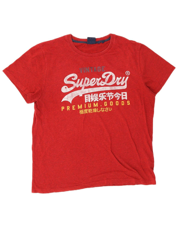 T-shirt grafica da uomo Superdry Top 3XL cotone chiazzato rosso
