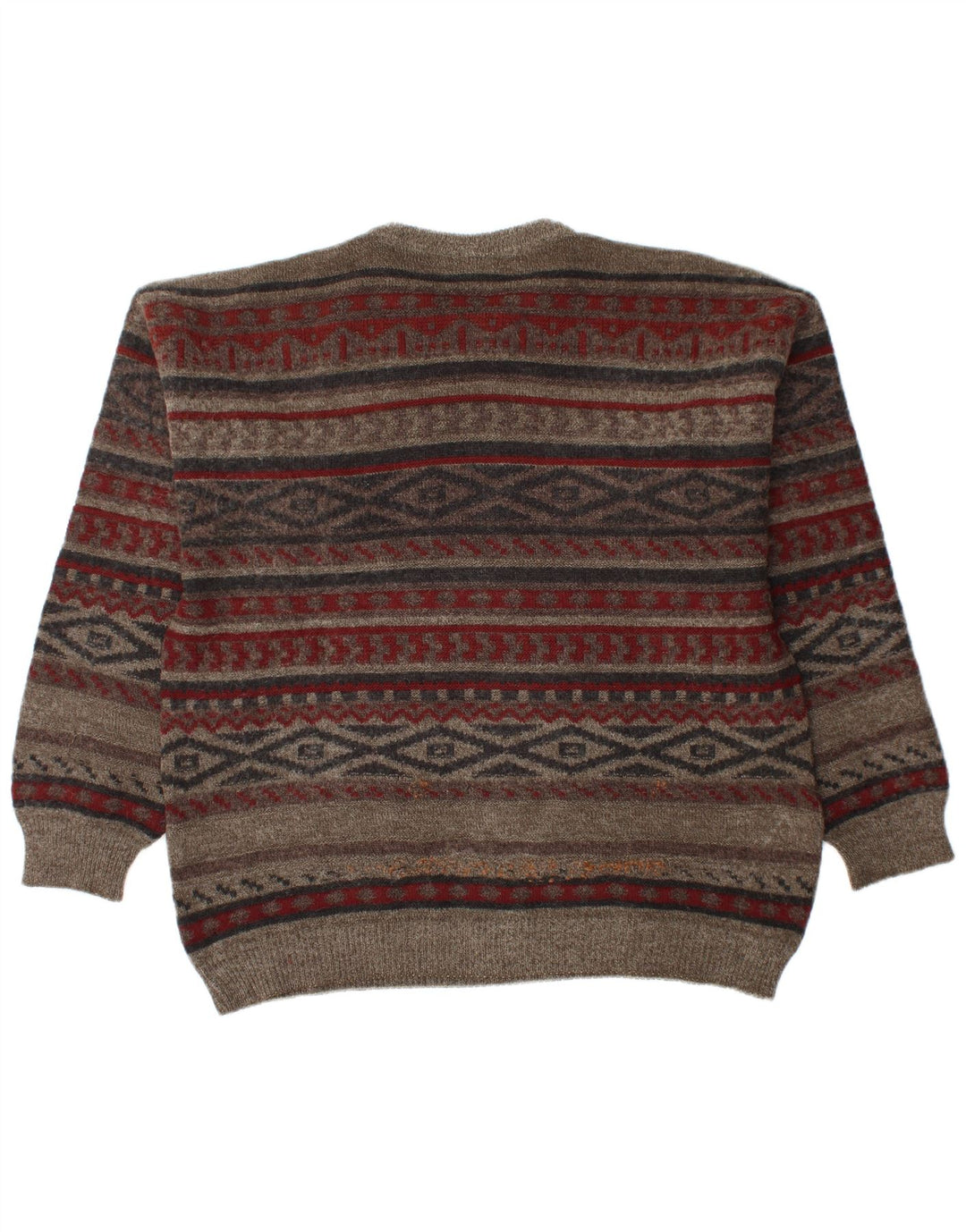 Maglione maglione girocollo da uomo Giramondo grande poliacrilico geometrico marrone