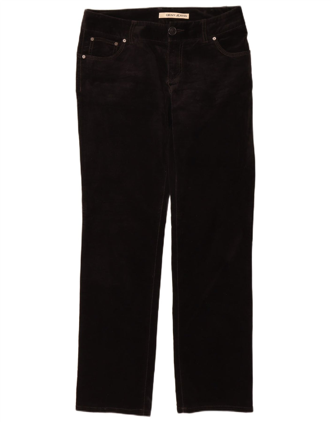 Pantaloni casual dritti in velluto da donna DKNY US 8 medi W30 L33 neri