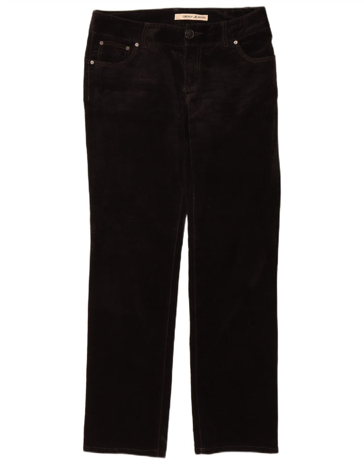 Pantaloni casual dritti in velluto da donna DKNY US 8 medi W30 L33 neri