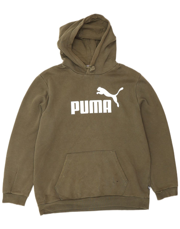 Felpa con cappuccio grafica da uomo Puma grande in cotone kaki