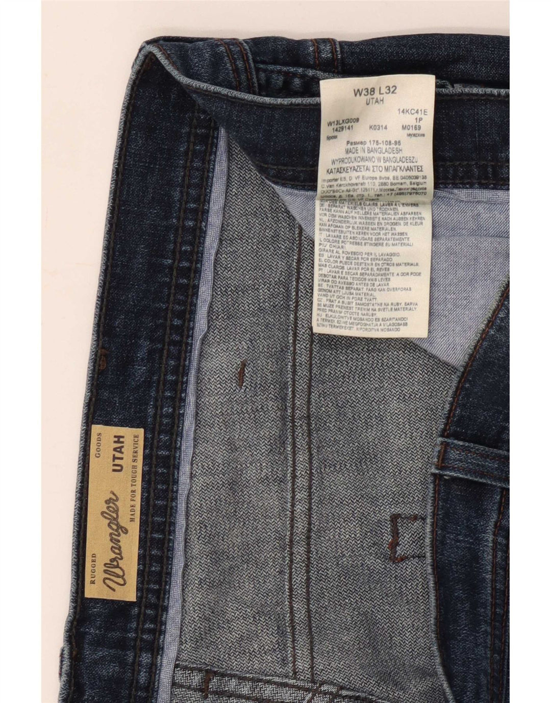 Jeans dritti da uomo Wrangler Utah W38 L32 cotone blu