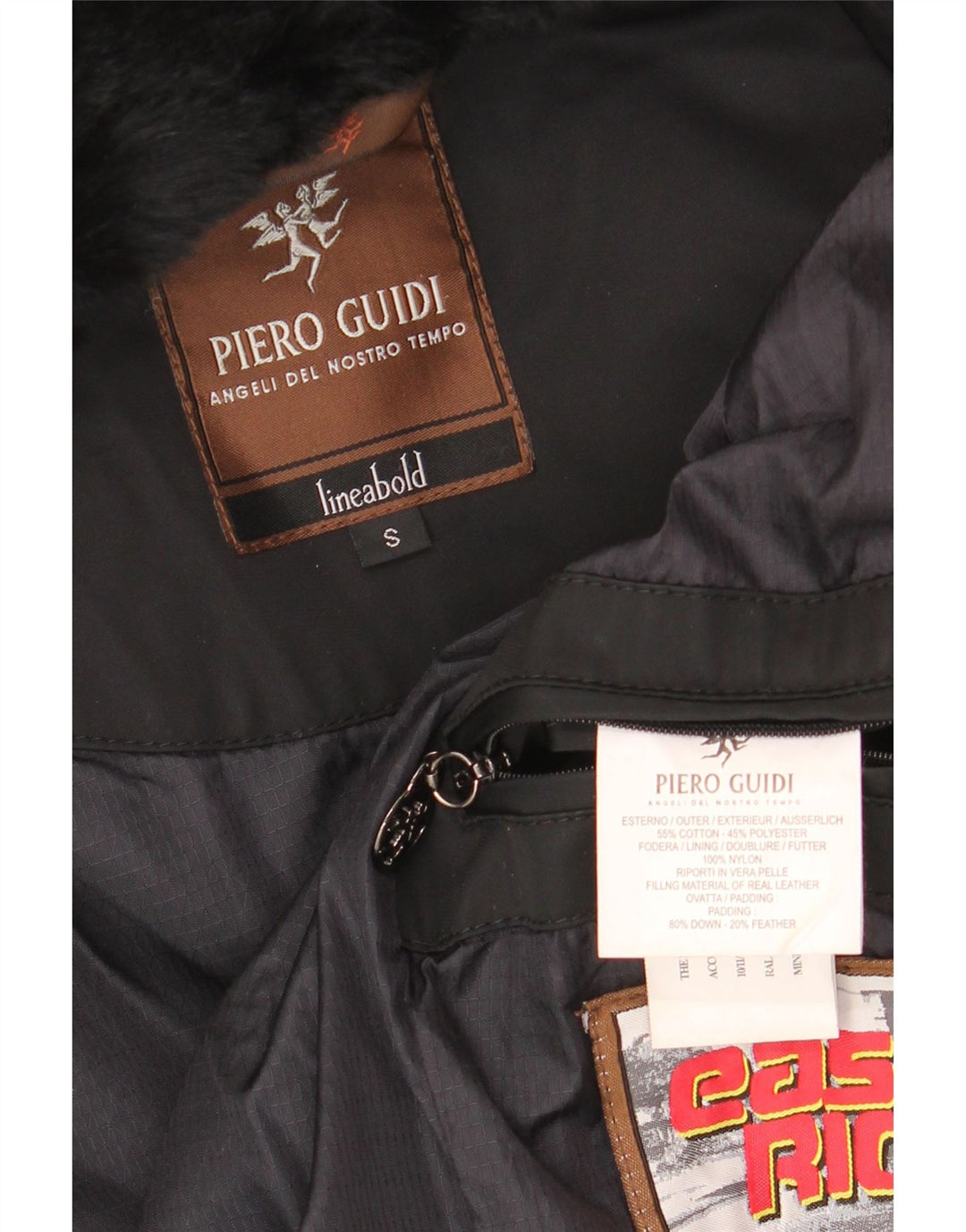 PIERO GUIDI Giacca imbottita oversize da donna UK 10 piccola in cotone nero